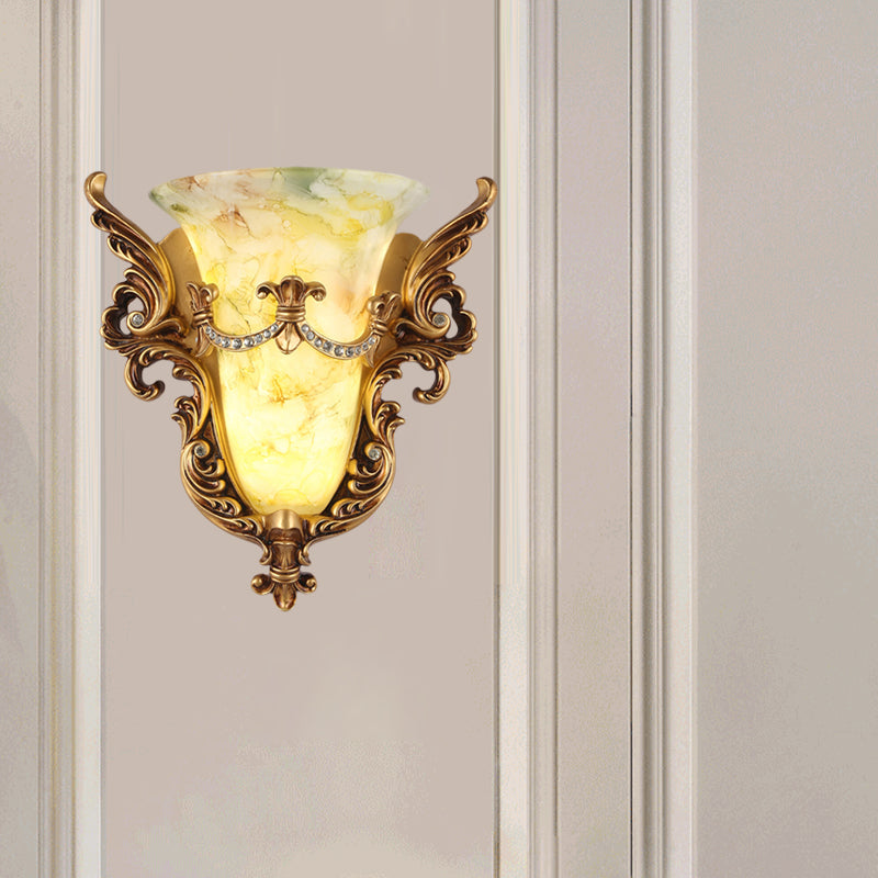 Retro Angel Wing Wall Lamp - Single Resin Gold Sconce Light Fixture