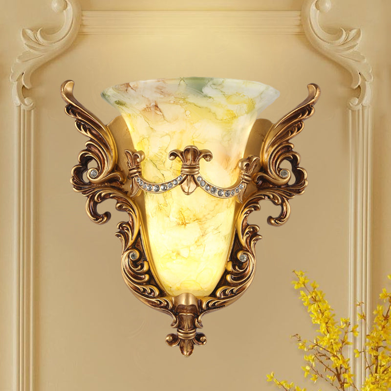 Retro Angel Wing Wall Lamp - Single Resin Gold Sconce Light Fixture