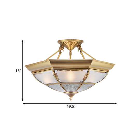 Colonial Brass Semi-Flush Ceiling Light With 3/4 White Glass 16/19.5 Width For Living Room