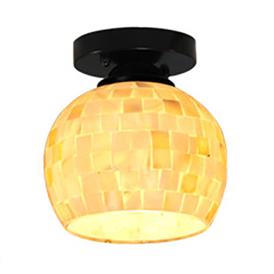 Beige Geometric Tiffany Mosaic Glass Flush Mount Ceiling Light with 1 Bulb - Unique & Stylish Design