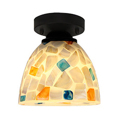 Beige Geometric Tiffany Mosaic Glass Flush Mount Ceiling Light with 1 Bulb - Unique & Stylish Design