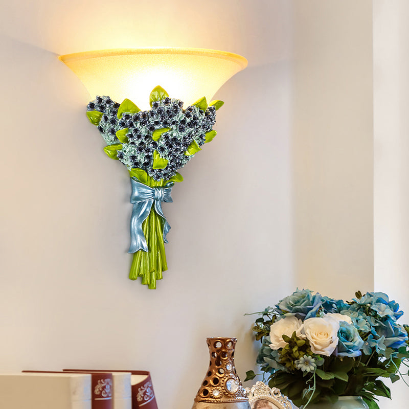 Contemporary Green Wall Mounted Sconce With Gypsophila Resin Fixture