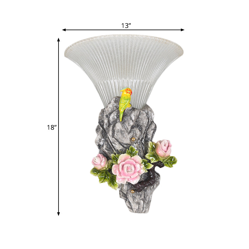 Modern Grey Rock Garden Wall Light: Resin Engraved Surface Sconce