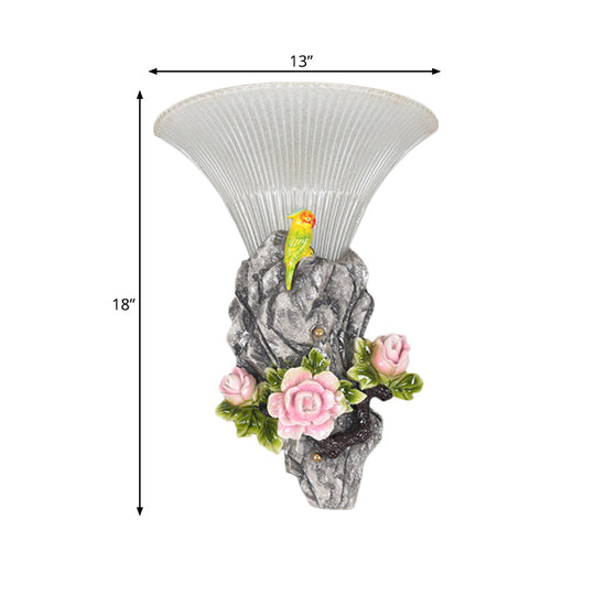 Modern Grey Rock Garden Wall Light: Resin Engraved Surface Sconce