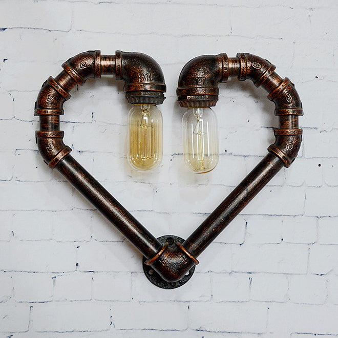 Loving Heart Metal Wall Lamp - Industrial Restaurant Sconce Lighting Fixture Bronze Finish 2/10