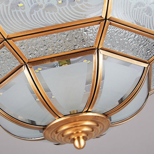 13"/21" LED Bowl Ceiling Light: Colonial Brass Finish with Opal Glass Flush Fixture - Ideal for Bedroom