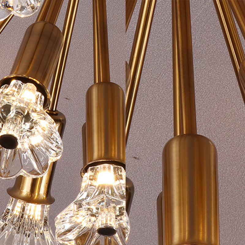 Sputnik Crystal Semi Mount Lighting - Minimalist Brass Flush Light