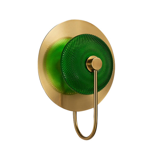 Prismatic Glass Wall Sconce: Bell Shape Post-Modern Brass Finish - Green/Clear