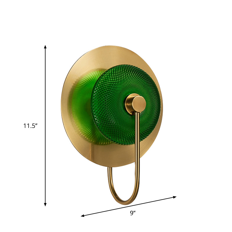 Prismatic Glass Wall Sconce: Bell Shape Post-Modern Brass Finish - Green/Clear