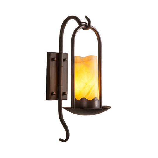 Classic Wall Sconce: Traditional Cylinder Style Black Marble 1/2-Light For Foyer