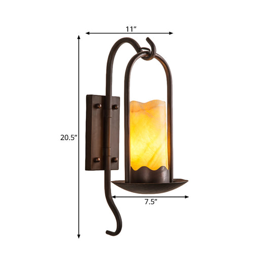 Classic Wall Sconce: Traditional Cylinder Style Black Marble 1/2-Light For Foyer