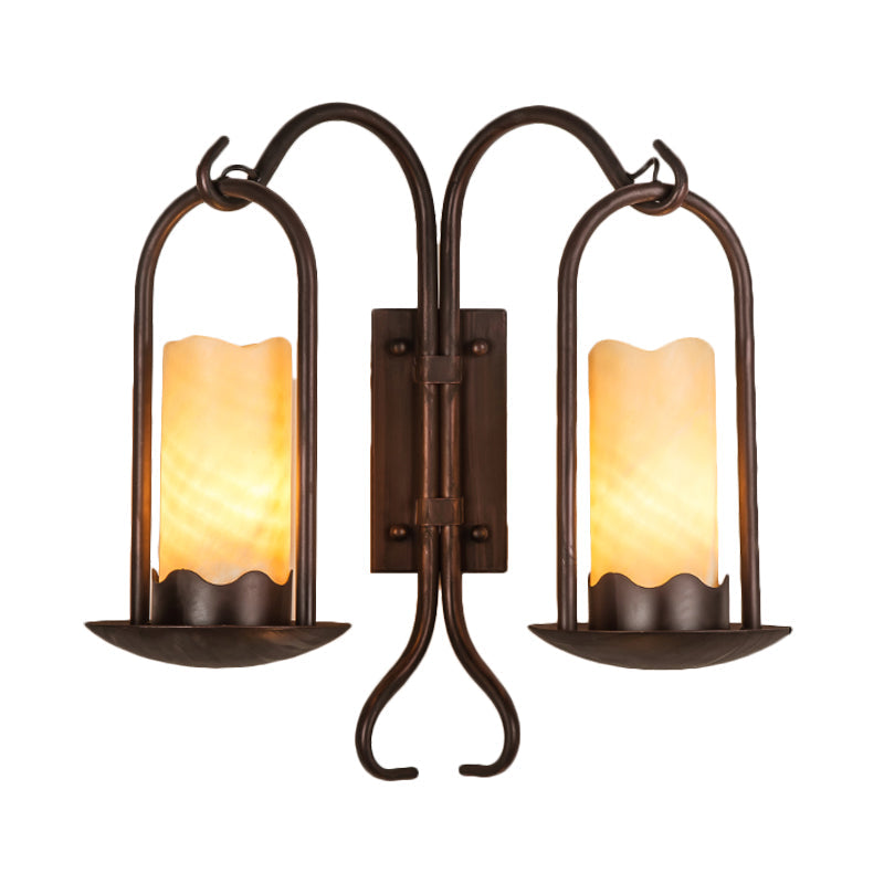 Classic Wall Sconce: Traditional Cylinder Style Black Marble 1/2-Light For Foyer