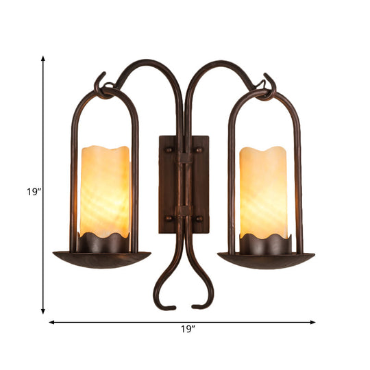 Classic Wall Sconce: Traditional Cylinder Style Black Marble 1/2-Light For Foyer