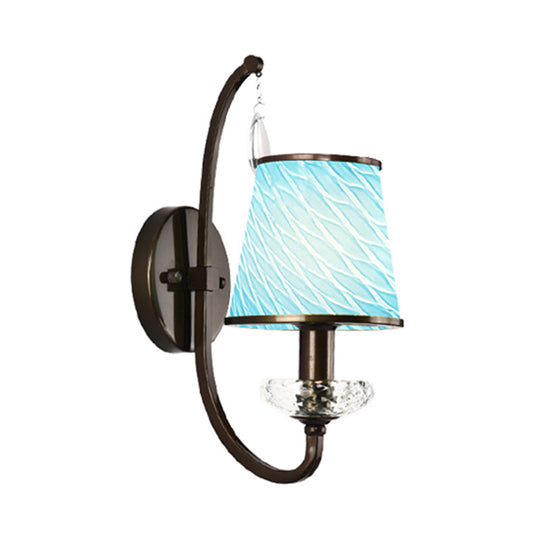 Contemporary Style Wall Light Fixture With Beige/Blue/Green Cone Shade