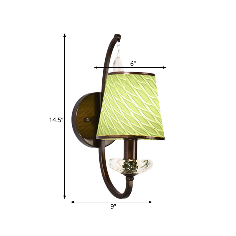 Contemporary Style Wall Light Fixture With Beige/Blue/Green Cone Shade