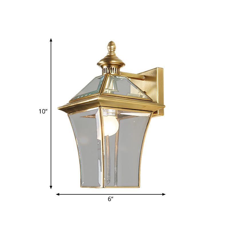 Gold Outdoor Wall Lantern Sconce With 1-Bulb For Traditional Look