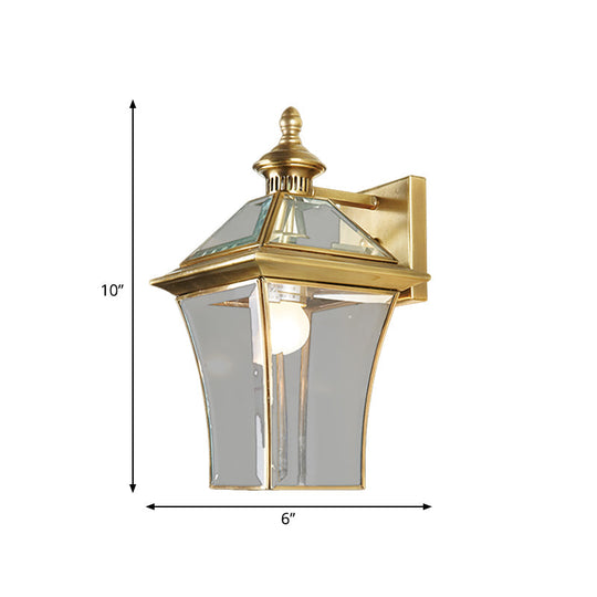 Gold Outdoor Wall Lantern Sconce With 1-Bulb For Traditional Look