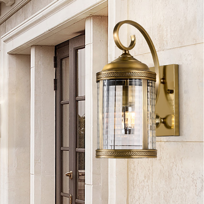 Traditional Gold Metal Birdcage Wall Mounted Light With Clear Glass Shade For Porch