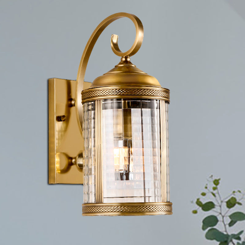 Traditional Gold Metal Birdcage Wall Mounted Light With Clear Glass Shade For Porch