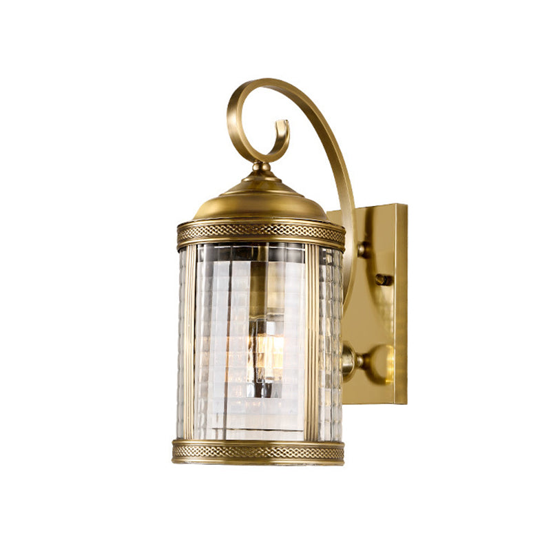 Traditional Gold Metal Birdcage Wall Mounted Light With Clear Glass Shade For Porch