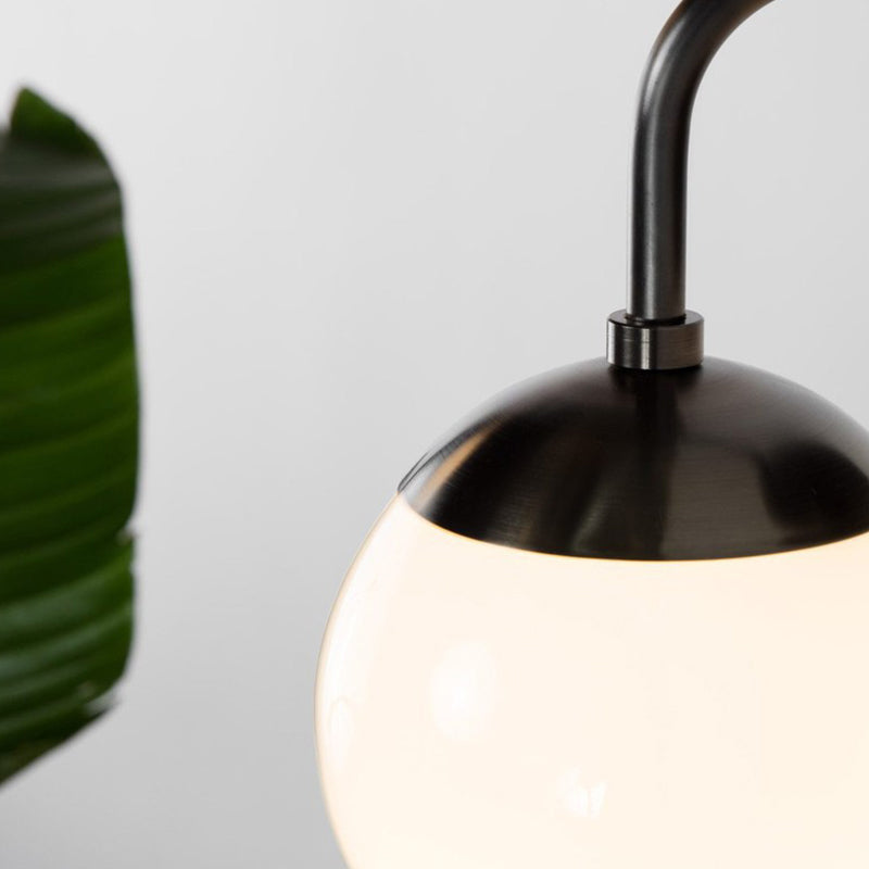 Minimalist Golden/Black Wall Sconce Light With Milky Glass Ball Shade - 1-Bulb Bedside Lamp