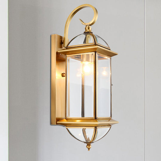 Traditional Gold Metal Wall Sconce With Curved Arm And Bulb - Stylish Living Room Light Fixture