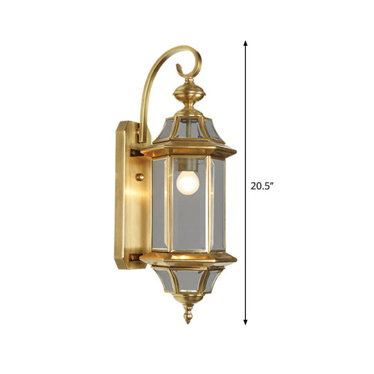 Gold Traditional Lantern Wall Light With Single Bulb - Metal Fixture