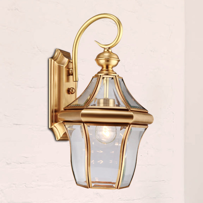 Metal Gold Wall Sconce Lantern - Traditional 1-Light Fixture For Living Room