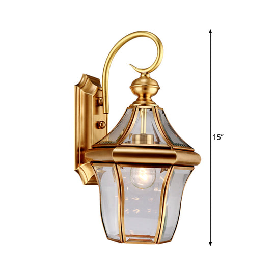 Metal Gold Wall Sconce Lantern - Traditional 1-Light Fixture For Living Room