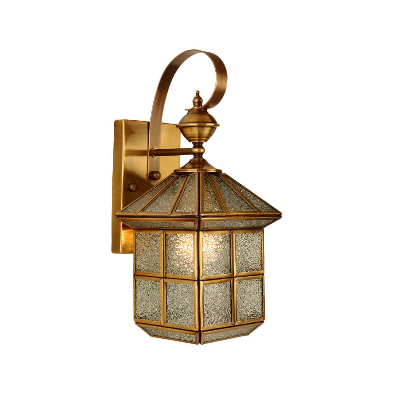 Traditional Gold Metal Wall Sconce - Geometric 1-Head Foyer Light Fixture