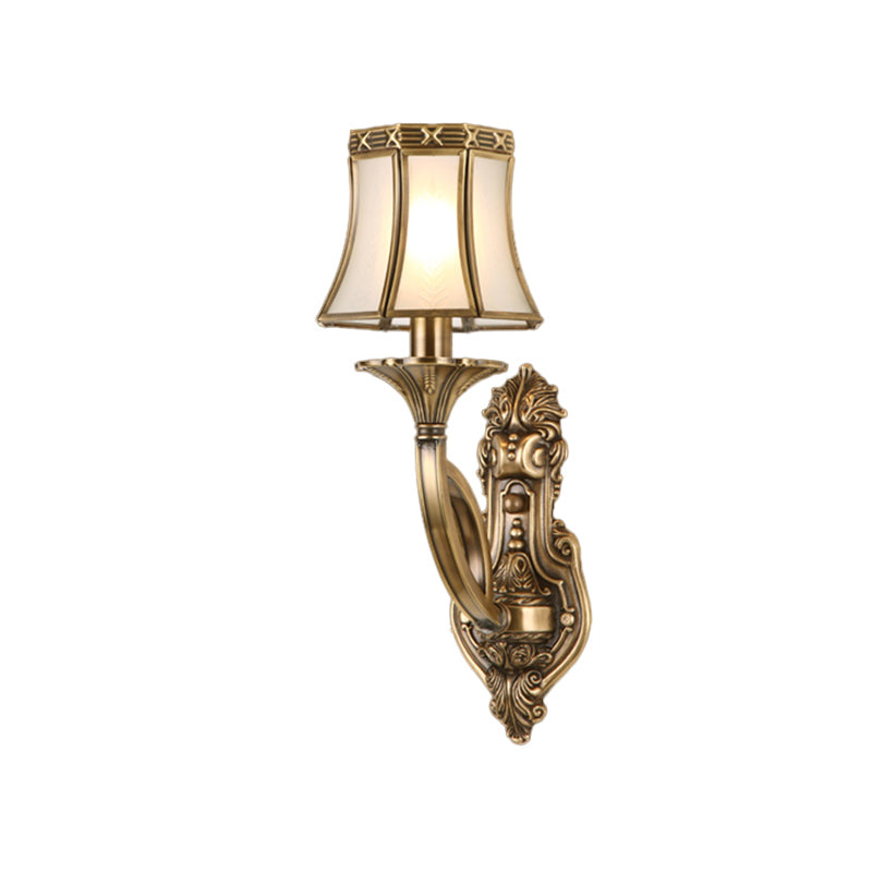 Bell Metal Wall Sconce Traditional 1-Bulb Brass Bathroom Mounted Light Fixture