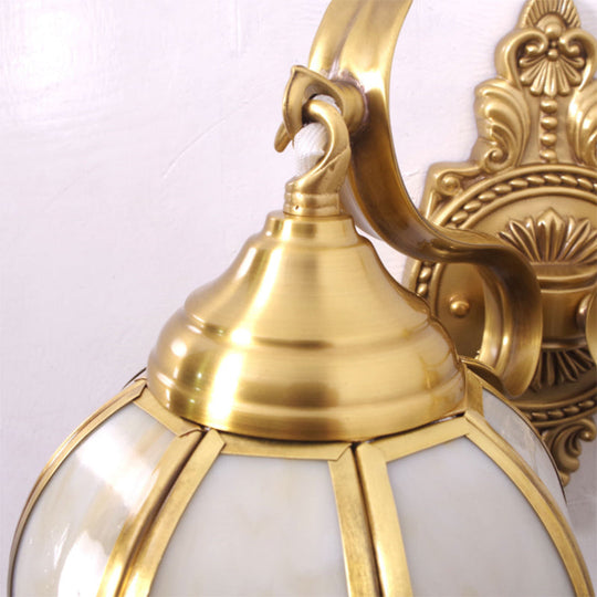 Globe Dining Room Sconce Light - Traditional Metal 2-Bulb Brass Wall Fixture