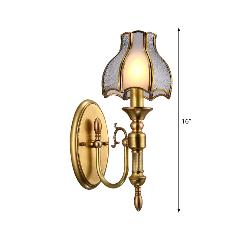 Traditional 1-Bulb Brass Metal Sconce Light: Curved Wall Fixture For Living Room
Or
Curved Room