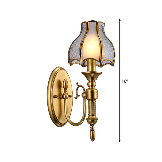 Traditional 1-Bulb Brass Metal Sconce Light: Curved Wall Fixture For Living Room
Or
Curved Room