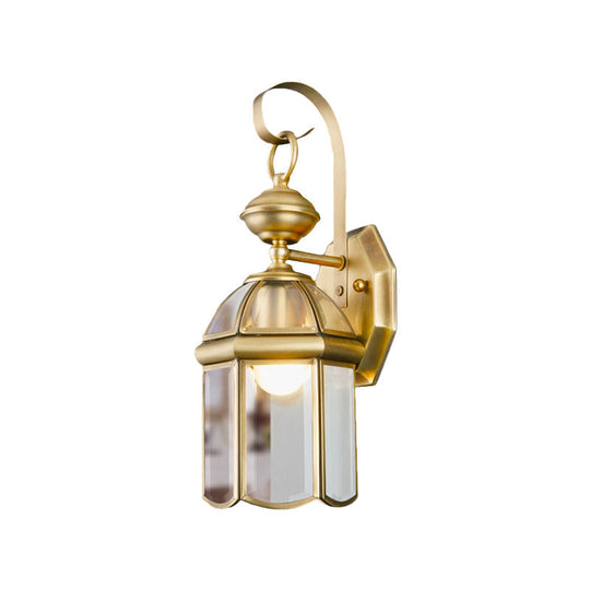 Brass 1-Light Traditional Wall Sconce With Clear Glass Shade