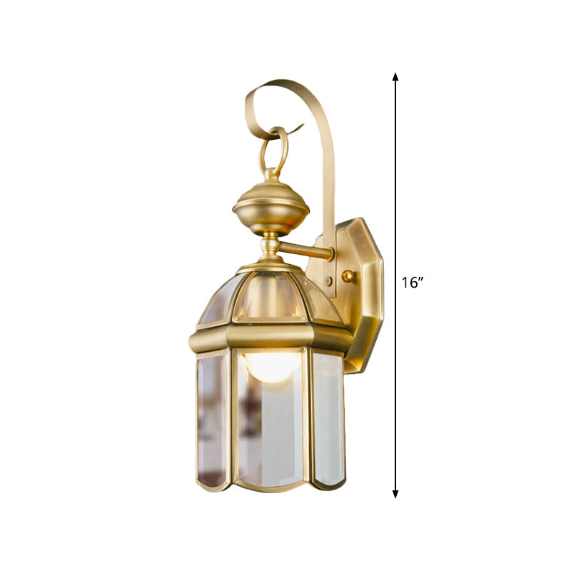 Brass 1-Light Traditional Wall Sconce With Clear Glass Shade