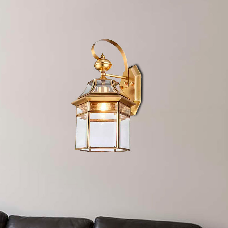 Traditional Brass Wall Sconce Open Bottom Metal Fixture For Living Room