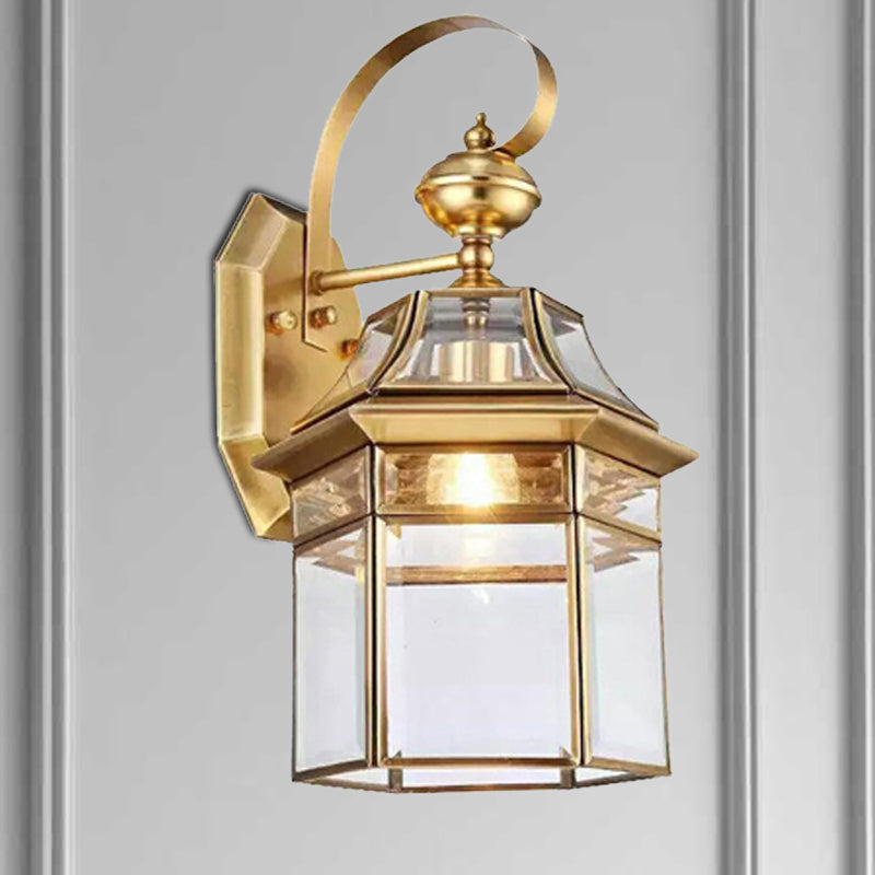 Traditional Brass Wall Sconce Open Bottom Metal Fixture For Living Room