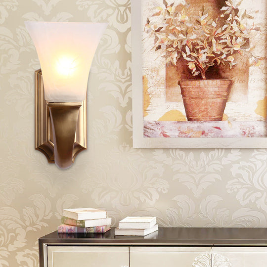 Vintage Style Gold Wall Sconce With Frosted Glass Shade - Perfect For The Bedroom