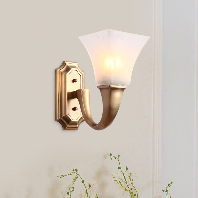 Vintage Style Gold Wall Sconce With Frosted Glass Shade - Perfect For The Bedroom