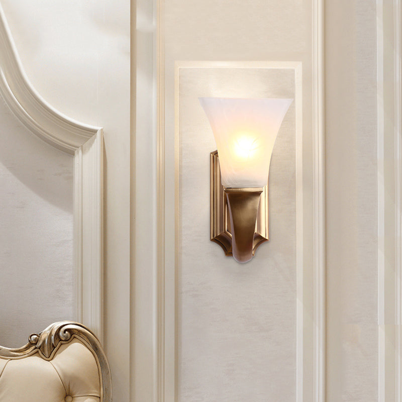 Vintage Style Gold Wall Sconce With Frosted Glass Shade - Perfect For The Bedroom