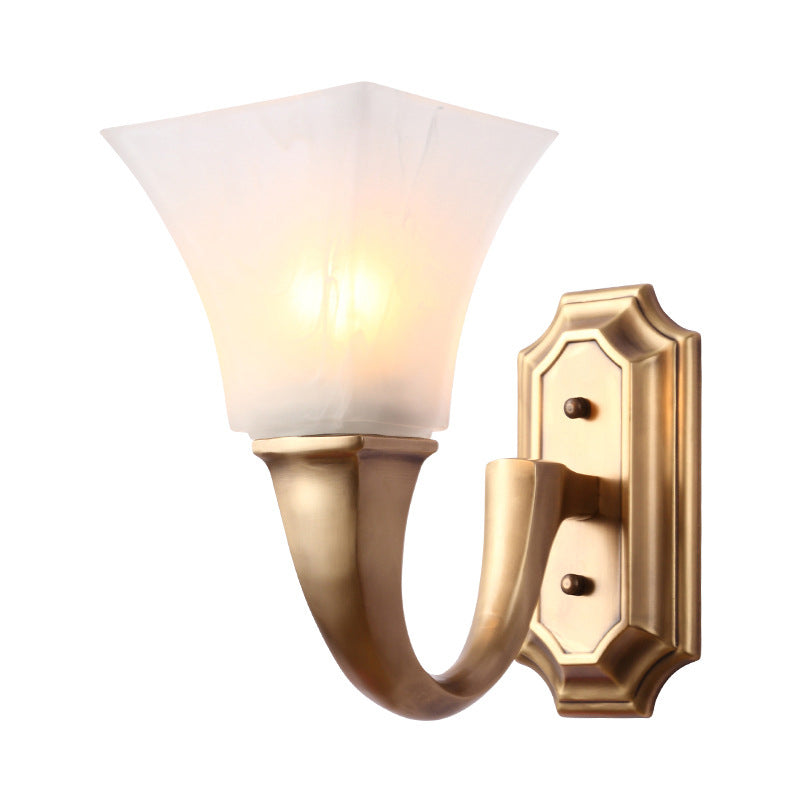 Vintage Style Gold Wall Sconce With Frosted Glass Shade - Perfect For The Bedroom