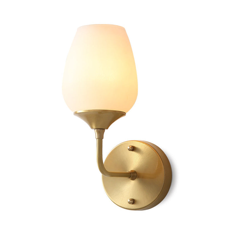 Modern Brass Wall Mount Light With Cream Glass Cup Shade Stylish Lighting Fixture For Living Room