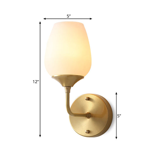 Modern Brass Wall Mount Light With Cream Glass Cup Shade Stylish Lighting Fixture For Living Room