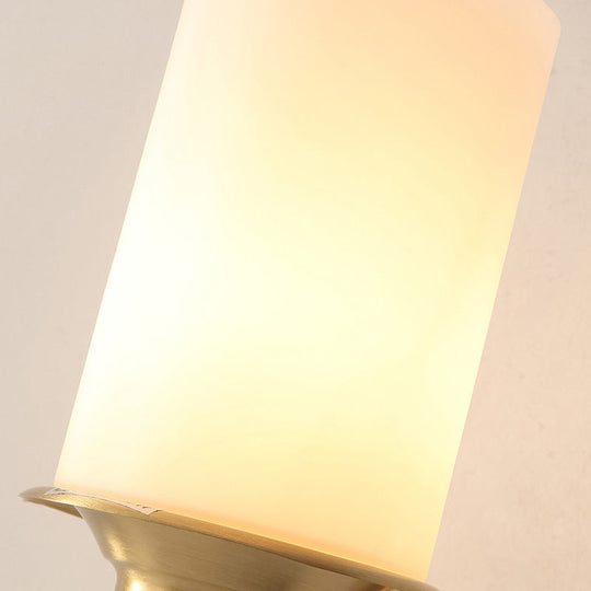 Frosted Glass Wall Lamp In Modernist Style 1-Light Living Room Sconce With Brass Fixture