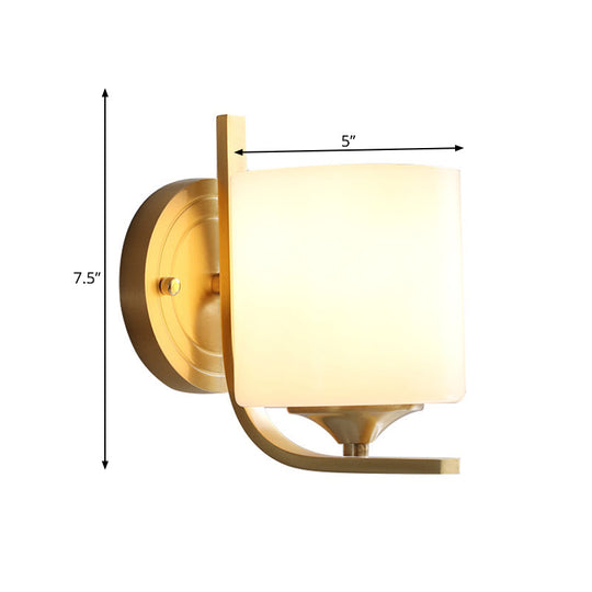 Modern Brass Wall Sconce Light With Drum Shade For Bedroom