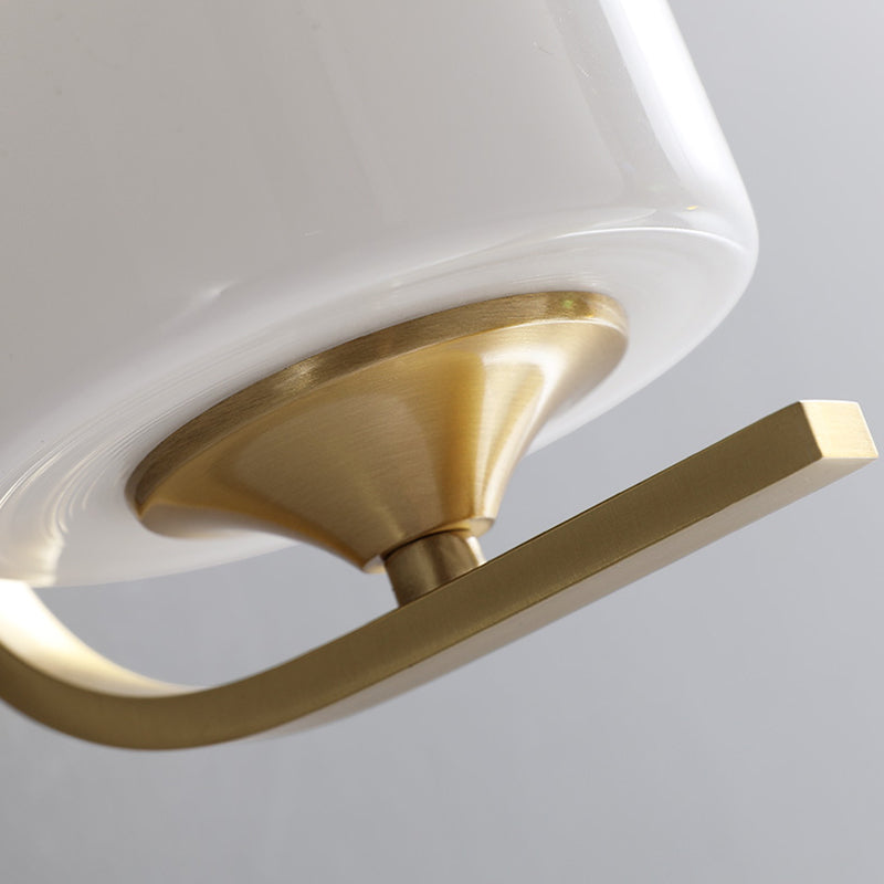 Modern Brass Wall Sconce Light With Drum Shade For Bedroom