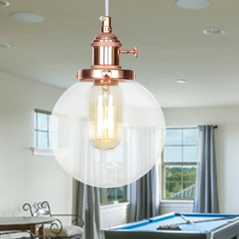 Farmhouse Hanging Pendant Light With Adjustable Cord And Amber/Clear Glass In Black/Bronze/Brass