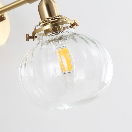 Champagne/Clear Prismatic Glass Single Sconce Gold Wall Light - Minimalist Globe Design