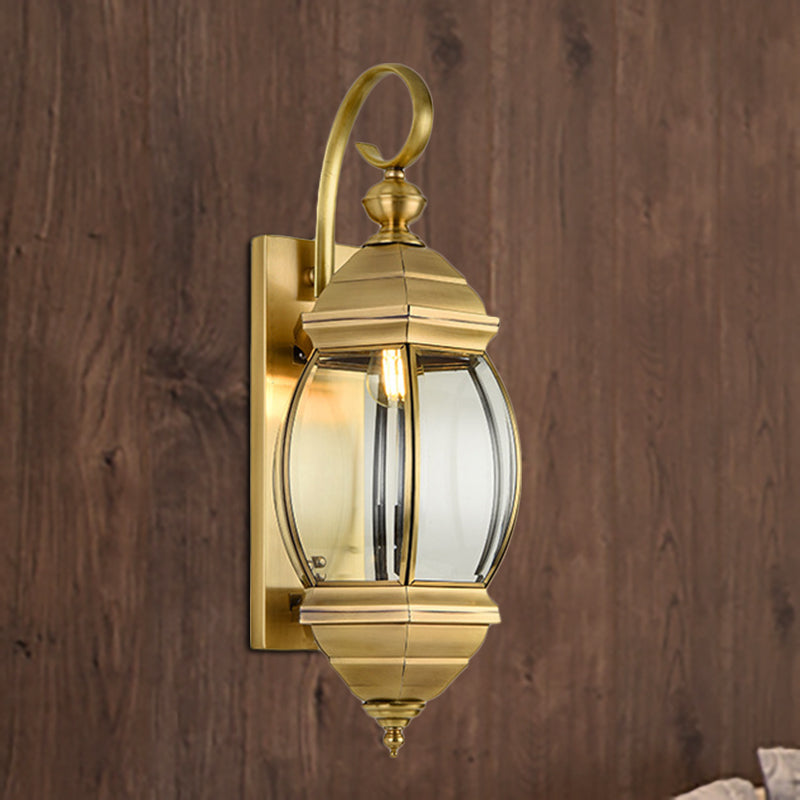 Traditional Brass Lantern Porch Wall Sconce Lighting 7.5/9.5 Wide